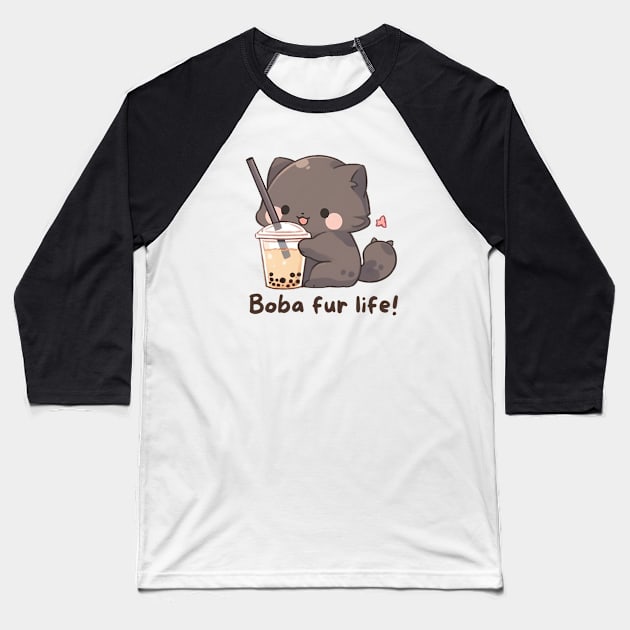 Boba Cute Shirt Cat Boba Shirt Bubble Tea Gift for Cat Mom Kawaii K-Pop Shirt For Boba Lover Funny Cat Mom Apparel Baseball T-Shirt by DaddyIssues